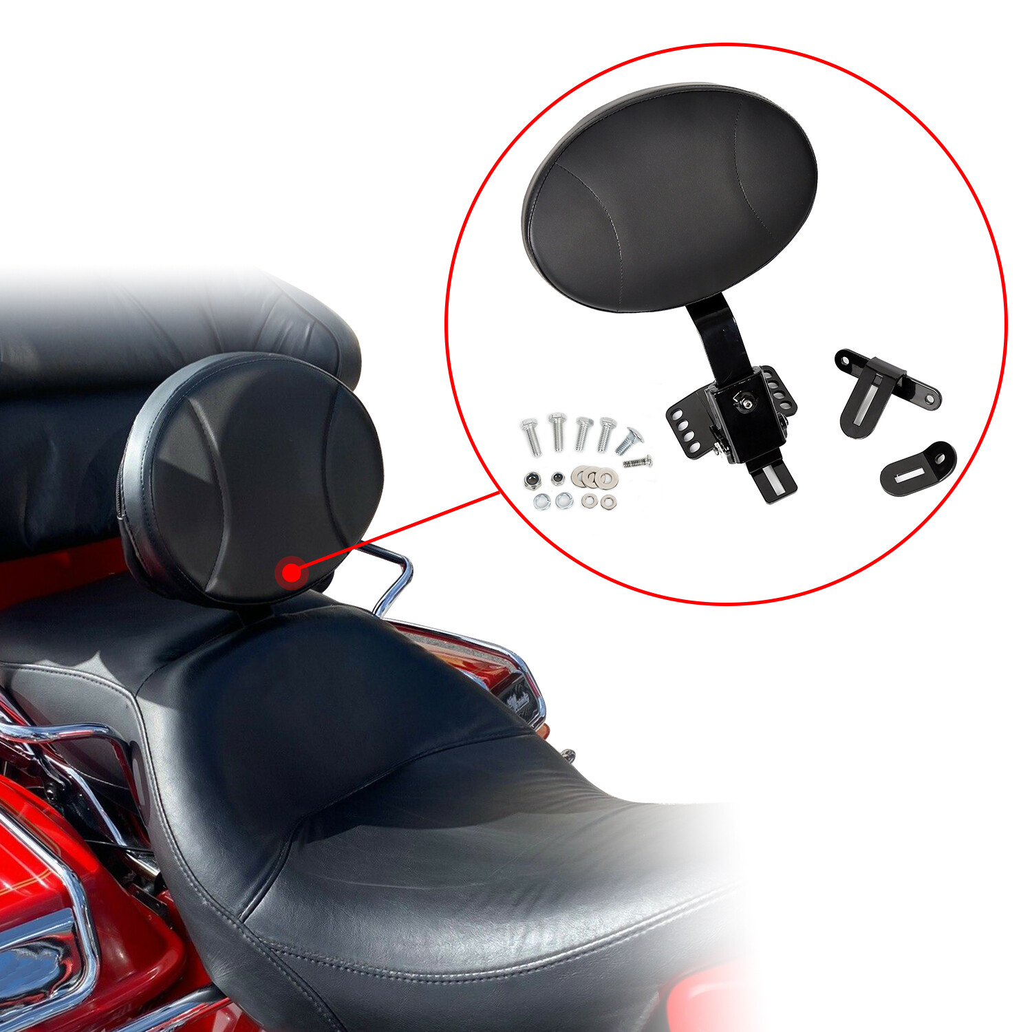 Adjustable Plug-In Rider Driver Backrest For Harley Road Electra Glide 97-24 23
