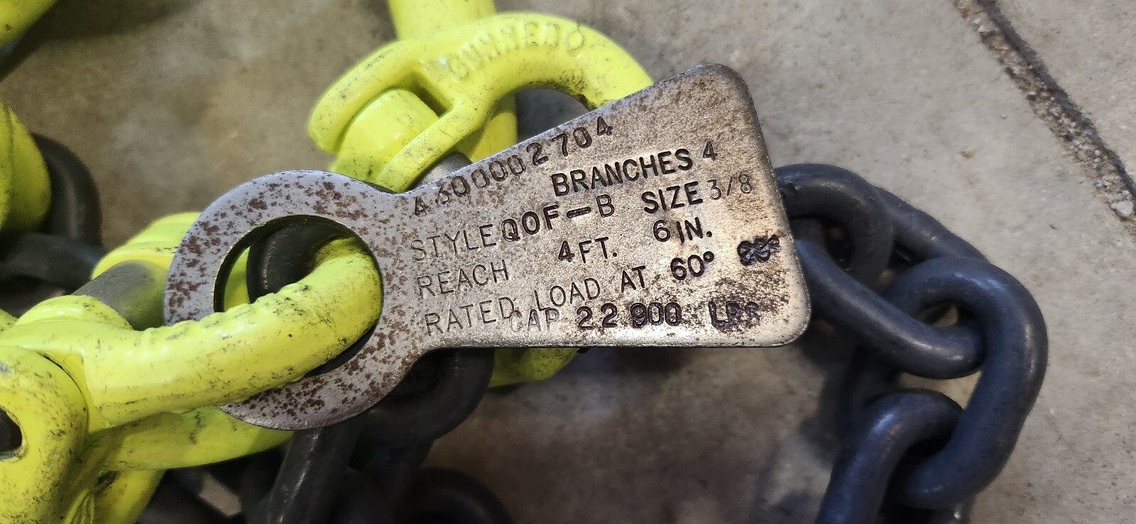 Gunnebo QOF 3/8" Chain 4'-6" Grade 100 4-Leg 22,900 Lb Basket Lifting Sling