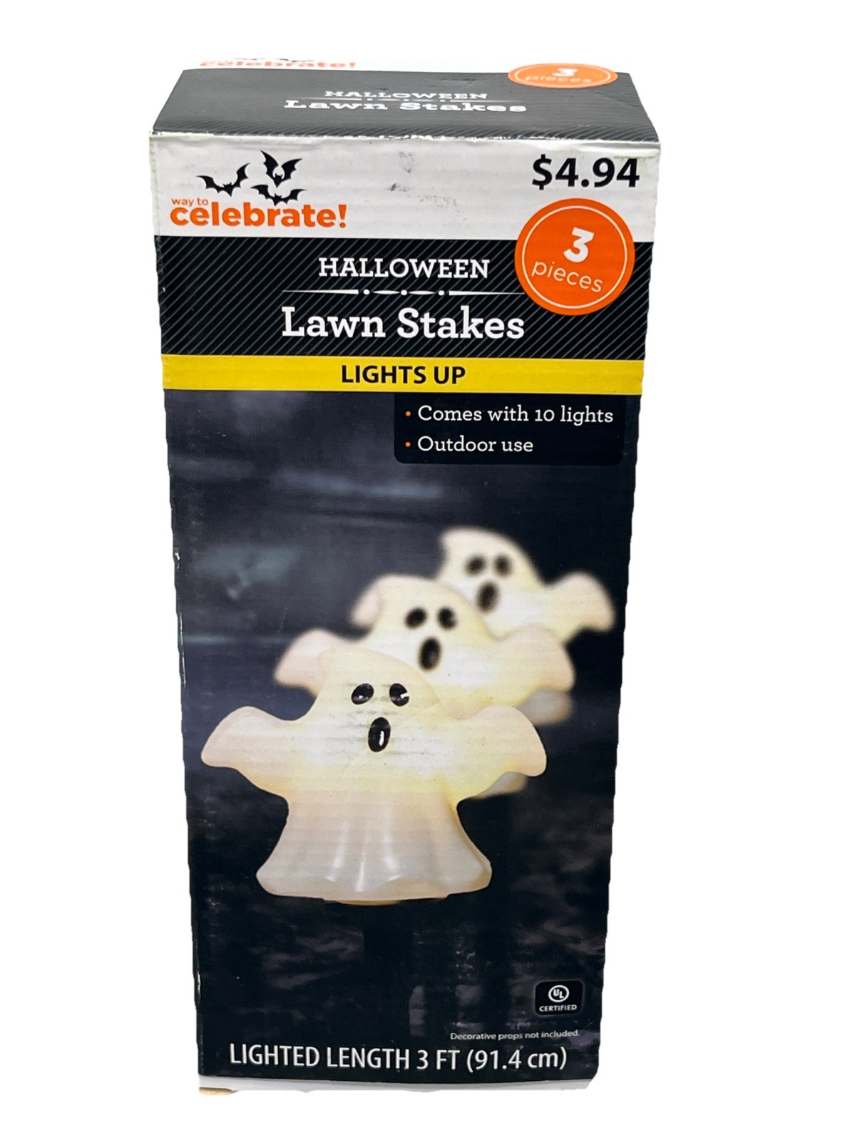 Way To Celebrate Ghost Lawn Stakes 3 Piece Lights Up, Outdoor. {89}.