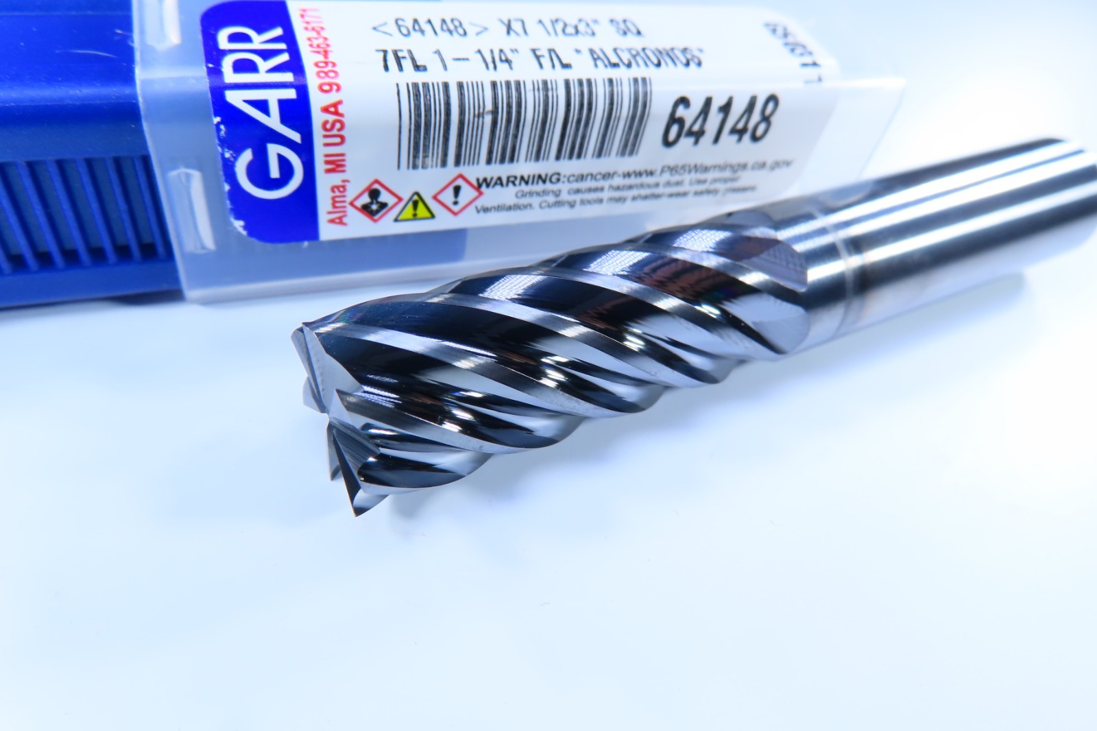 NEW 1/2" GARR 7 FLUTE ALCRONOS COATING 64148 SOLID CARBIDE CUTTING END MILL