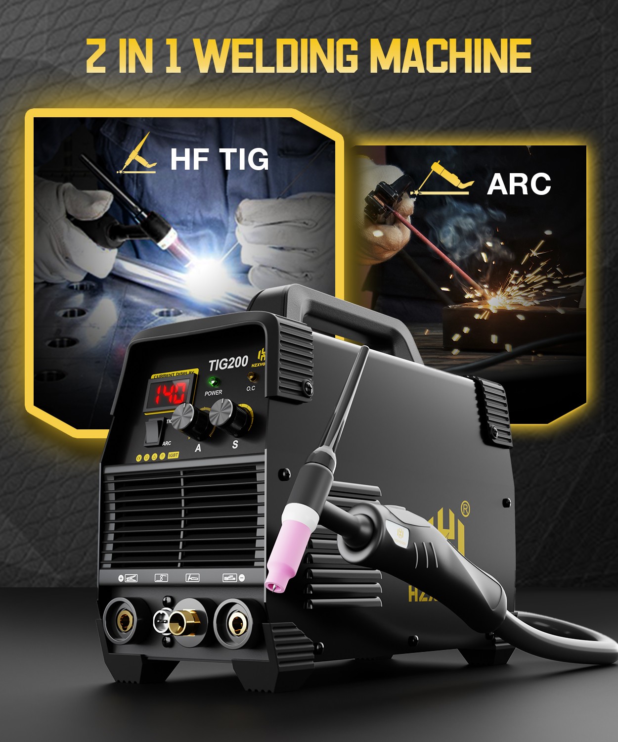 HZXVOGEN 200A TIG Welder, High-Frequency TIG/MMA 2-in-1 110/220V Welding Machine
