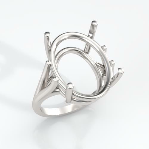 (14x10mm - 20x15mm) Oval Sterling .925 Ring Setting (Ring Sizes 6,7,8, 9 )