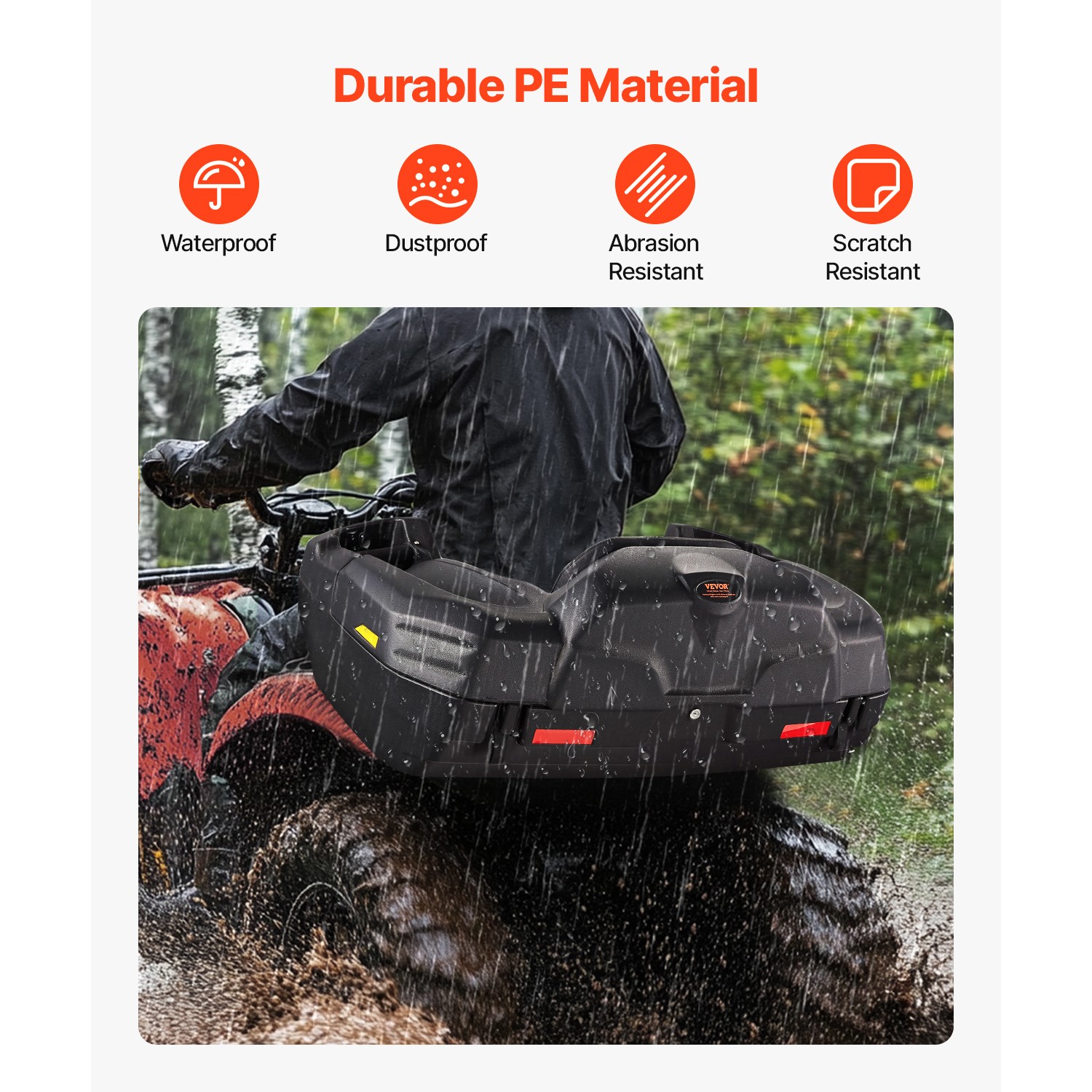 75L ATV Rear Trunk Cargo Storage Box Rack Luggage Case for UTV Can-am Universal