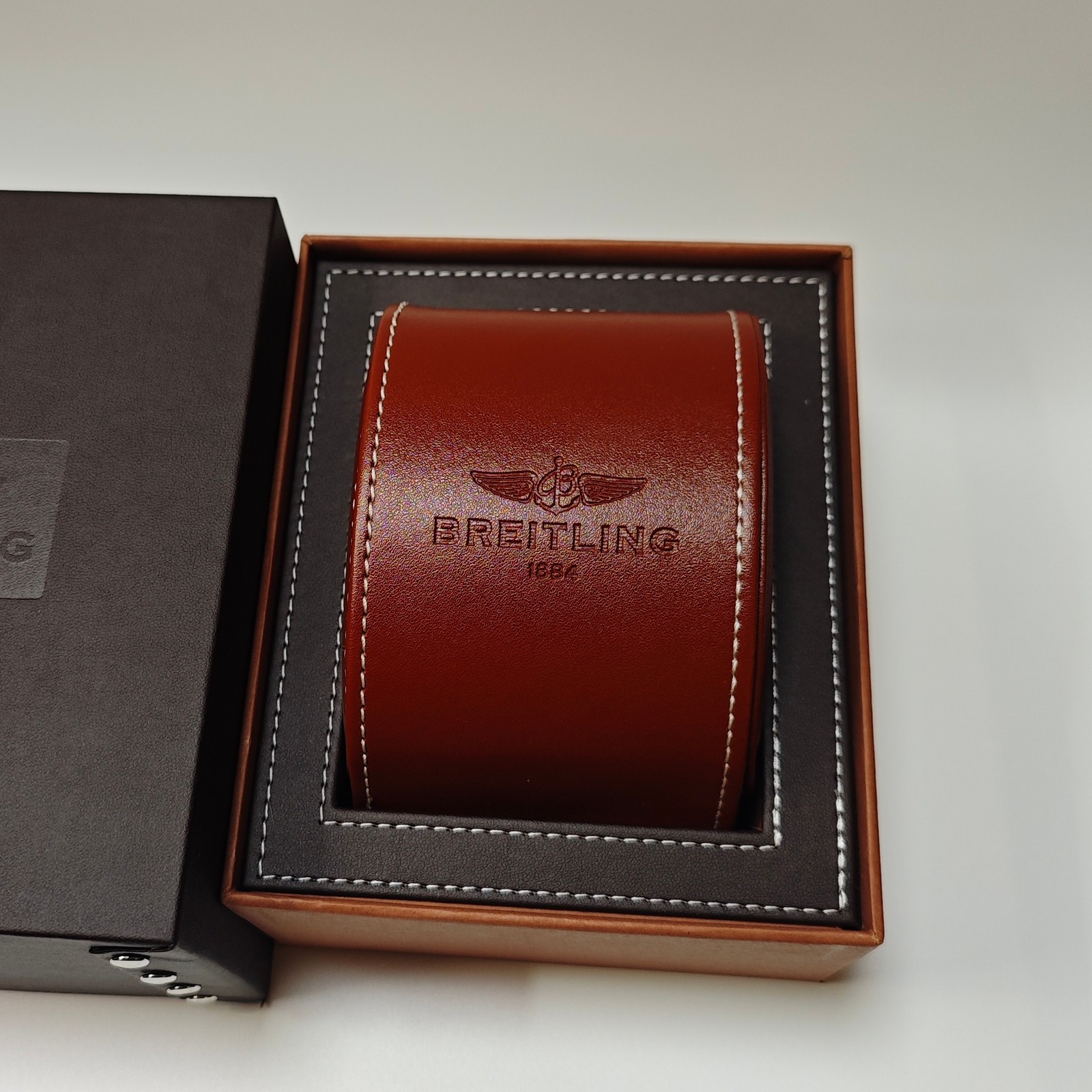 Brown Leather Watch Case - Travel Pouch for Breitling, Vintage Jewelry Storage