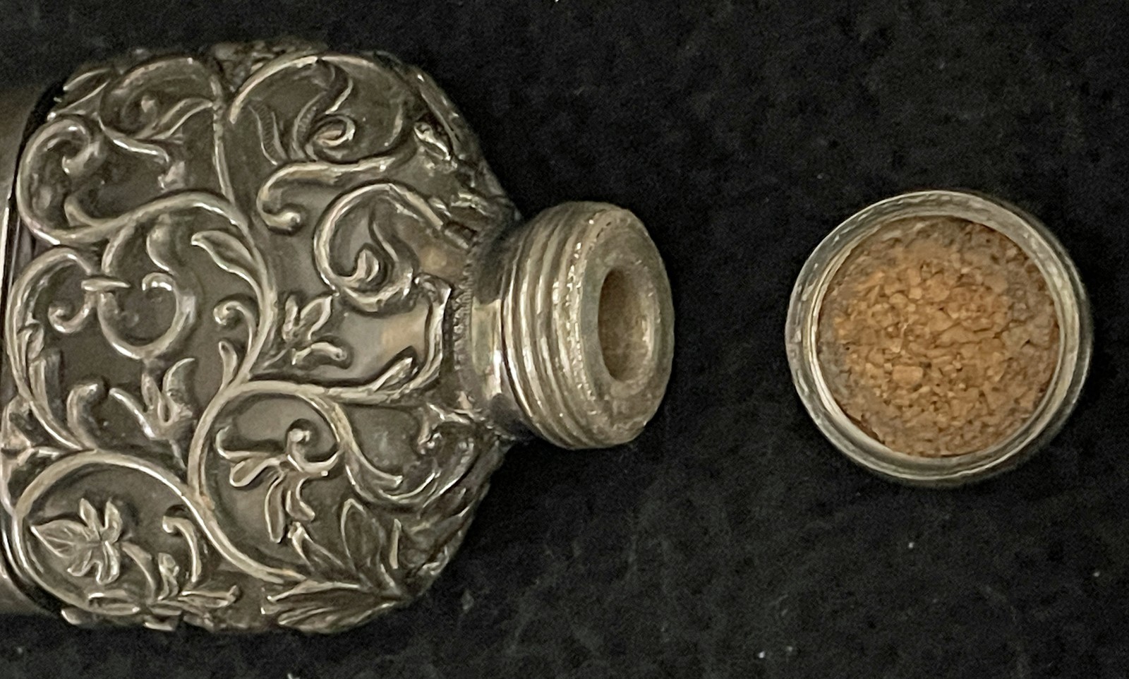 Civil War Era Whiskey Glass Flask MV OLRY w Repousse Style Metalwork