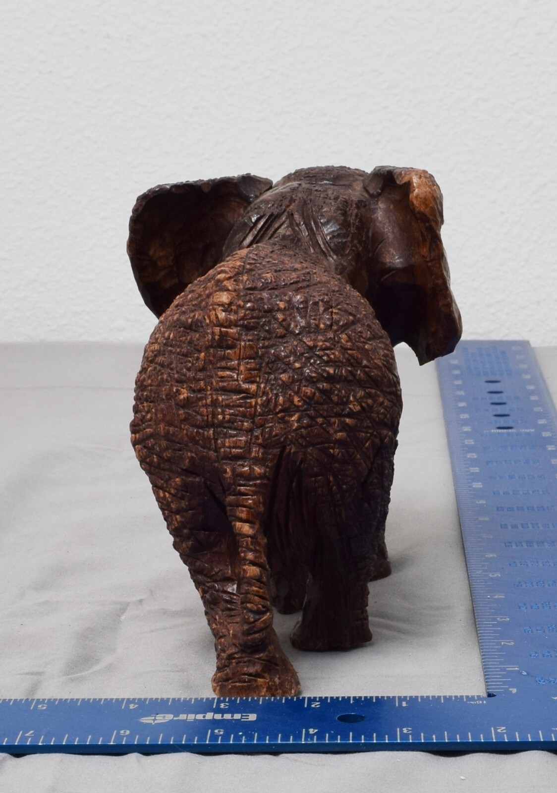 Carved Wooden African Elephant Figurine 5.5" x 7.5"