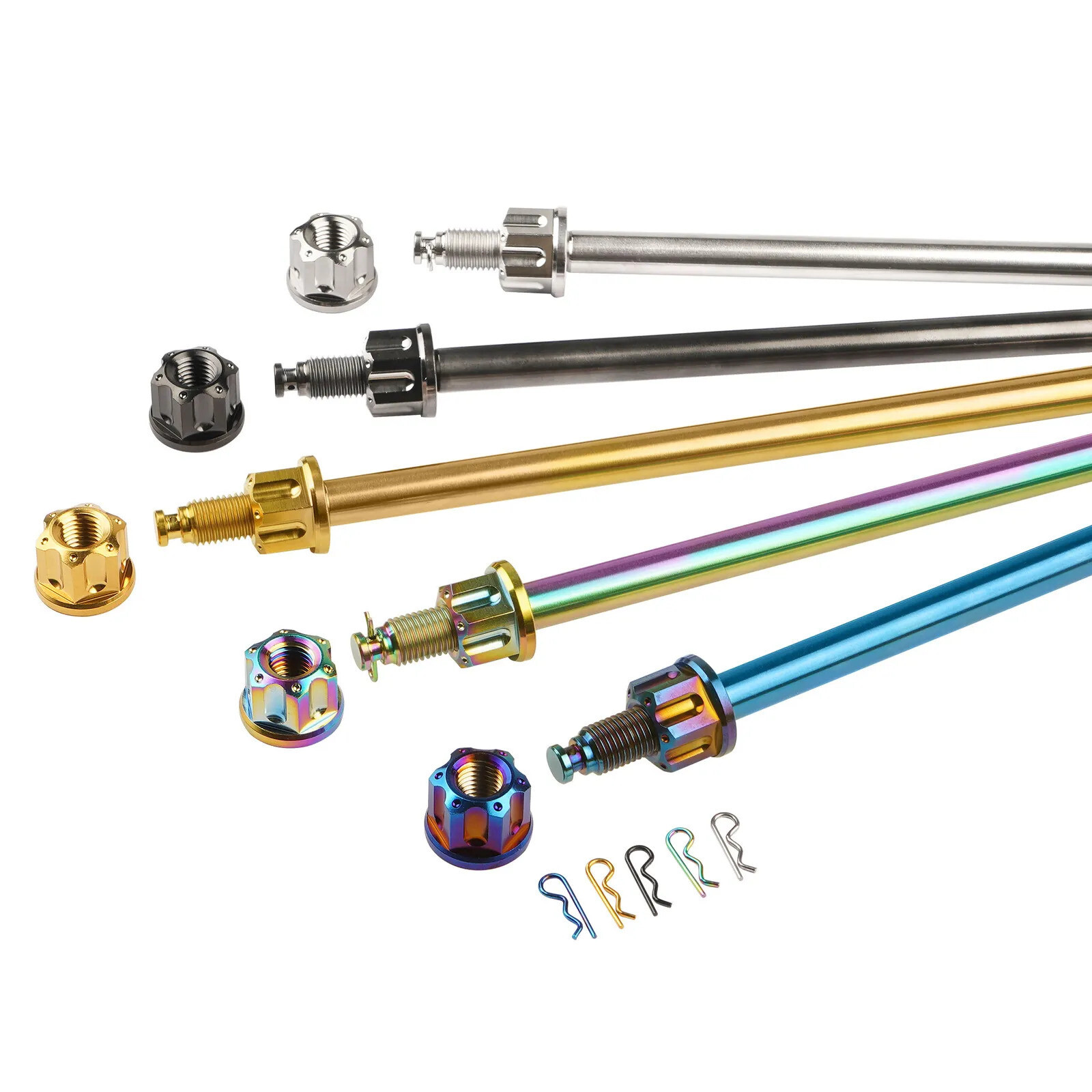 1PC Titanium M12 260/280/300/330MM Motorcycle Axis Axle Roller with Nuts P1.25