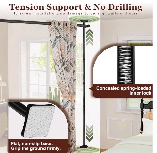 Goovilla Room Divider for Room Separation, Tension Curtain Rods No Drilling,...