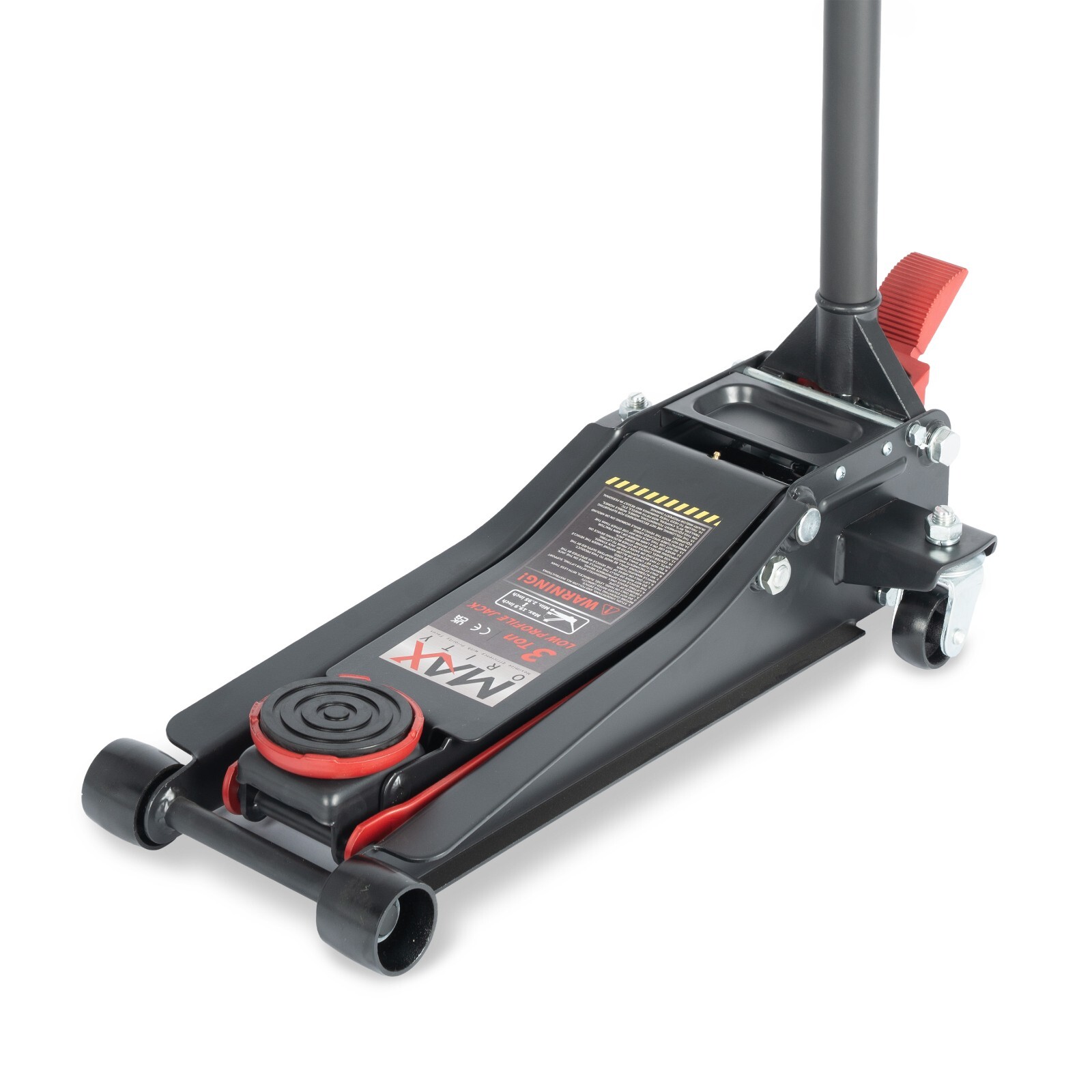 3-Ton Low Profile Hydraulic Floor Jack with Dual-Pump and Foot Pedal, Red