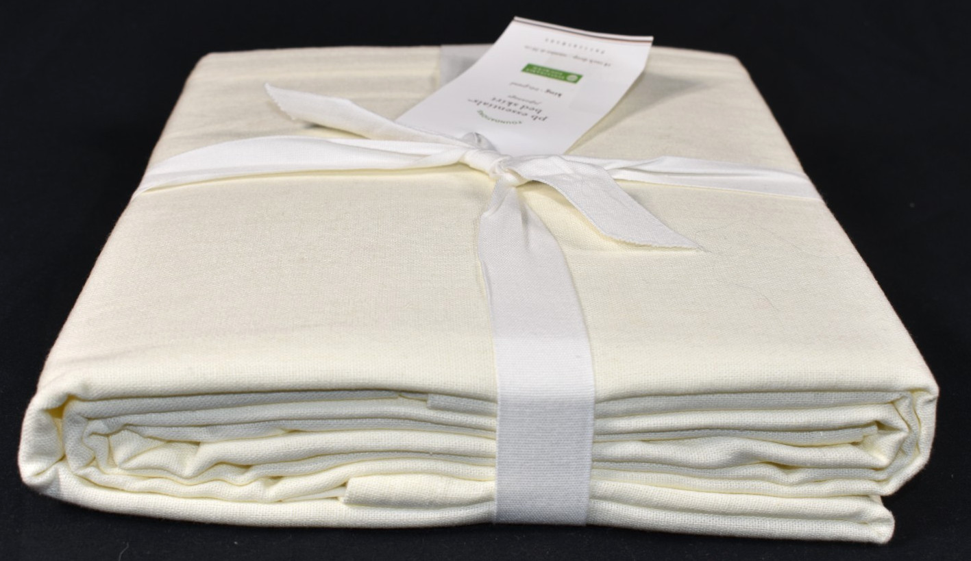 Pottery Barn Essential Linen Cotton King Bed Skirt Ivory 14" Drop NEW