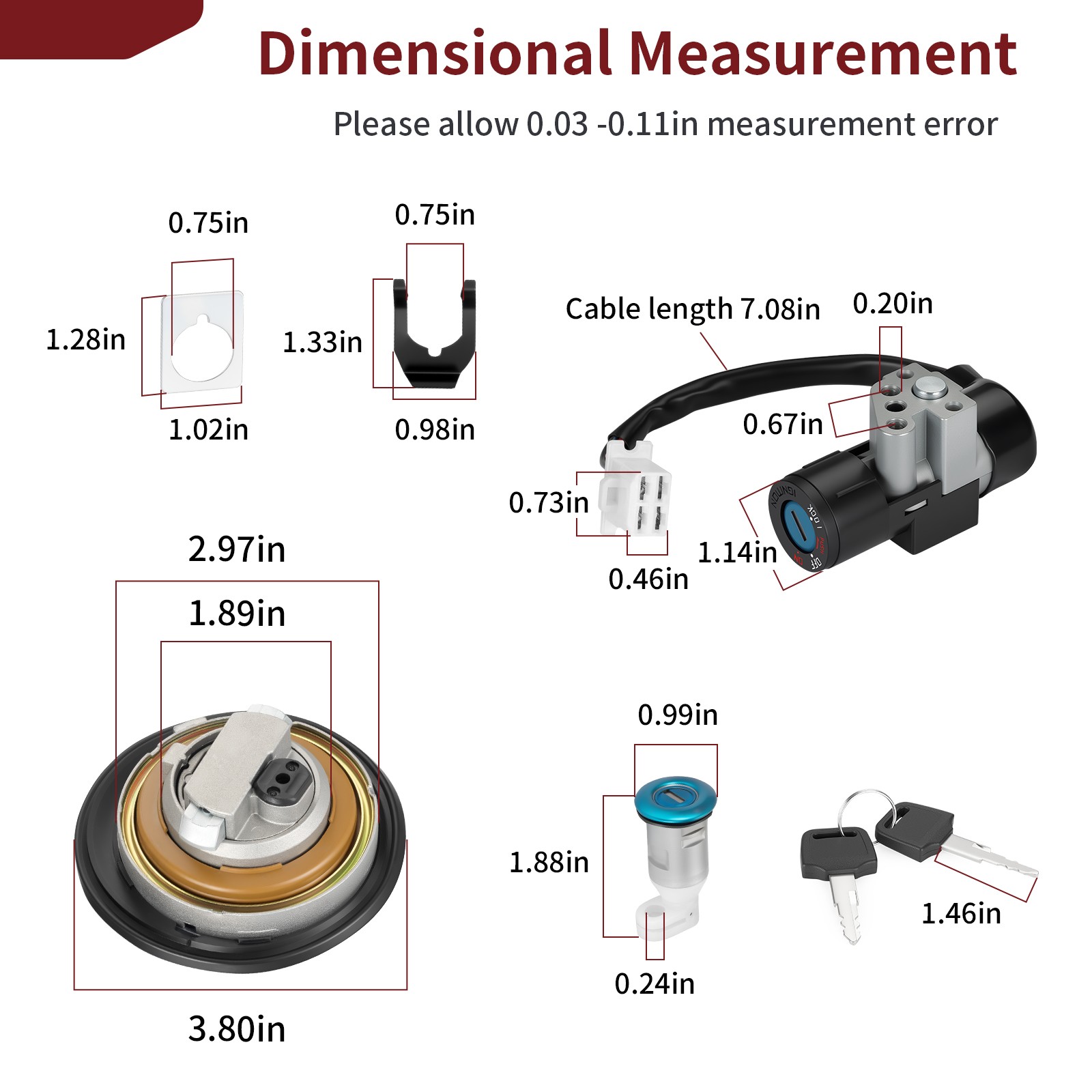 Ignition Switch Fuel 35100-K26-901 For Honda Grom 125 14-15 Gas Cap Key Lock Set