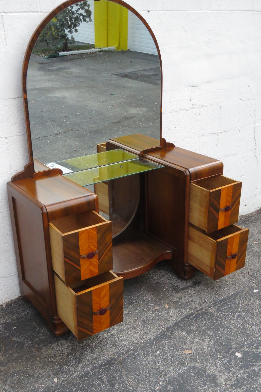 1920s Art Deco Vanity Makeup Table and Stool 5431