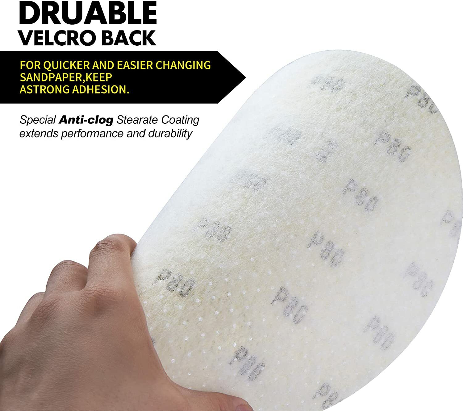 5PCS 9-in/225mm Multi-Hole Drywall Sander Paper Hook&Loop Sanding Pads 150 Grit