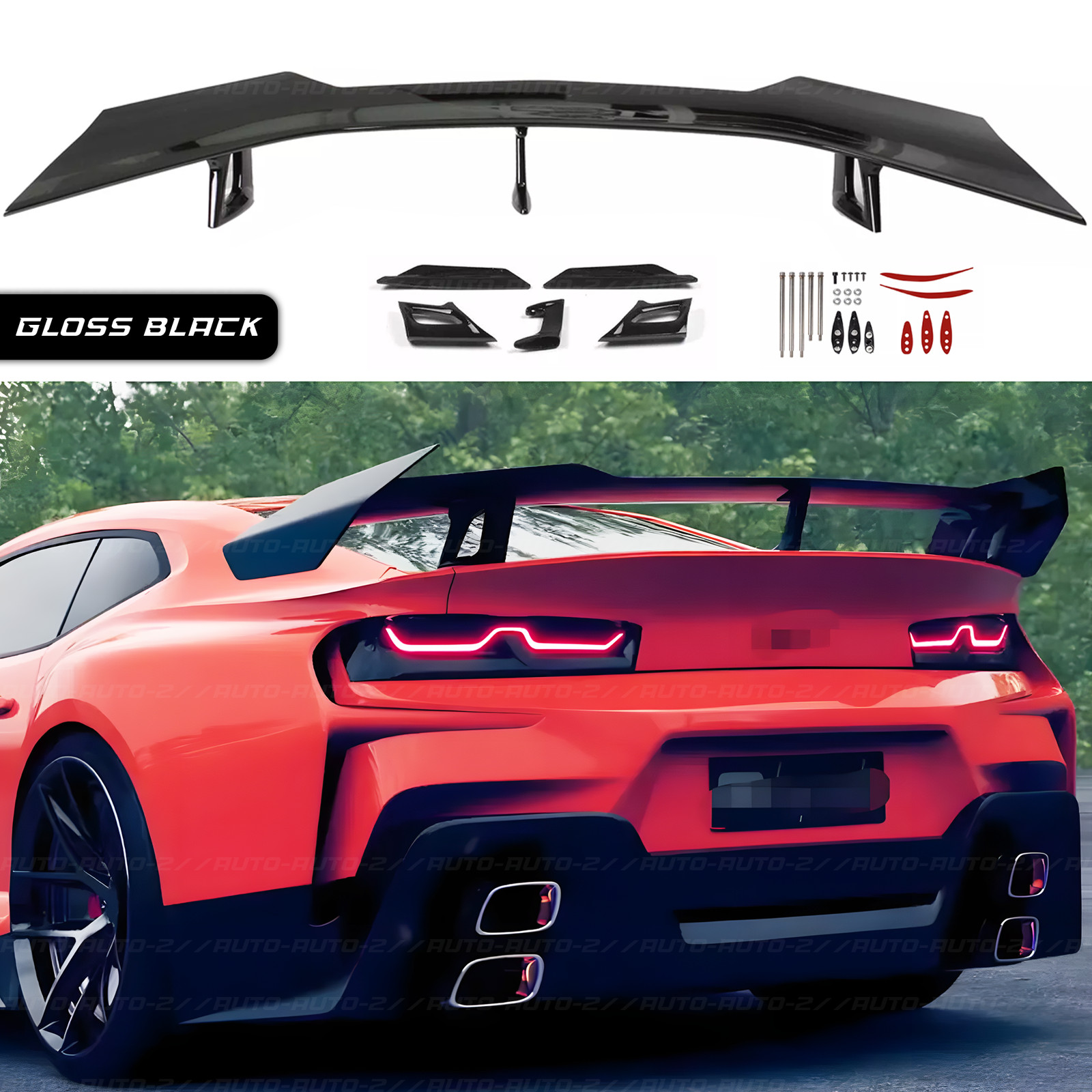 Trunk Spoiler Wing Gloss Black For Chevy Camaro ZL1 1LE Style LT RS SS 2016-2024