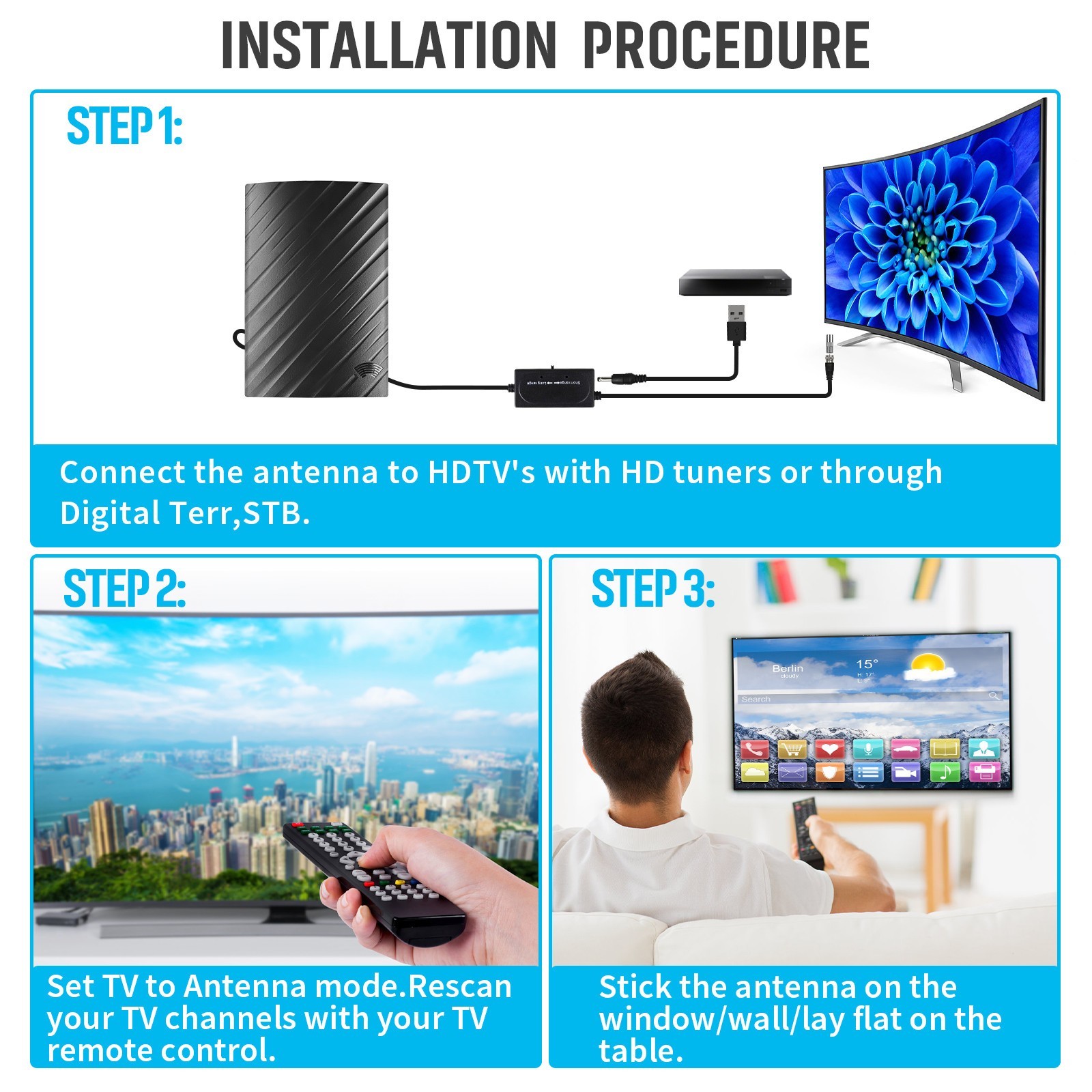 5600 Miles Digital TV Antenna 1080P 4K Waterproof HDTV Amplified Outdoor Indoor