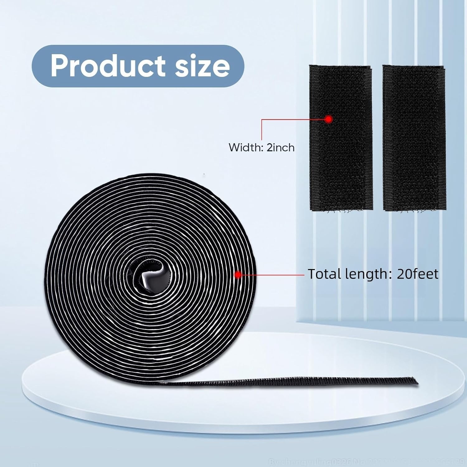 20Ft x 2 Inch Hook and Loop Tape Strips with Adhesive, Heavy Duty Sticky Back