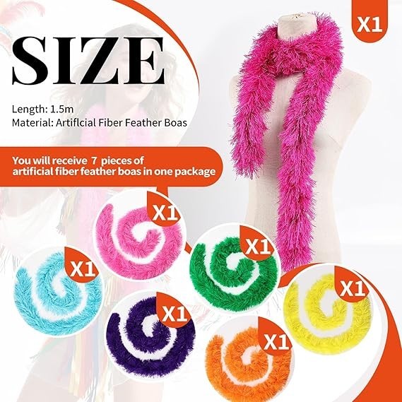 7 Color Fluffy Boa Artificial 5ft Feather Faux Fur Costume Halloween Decoration