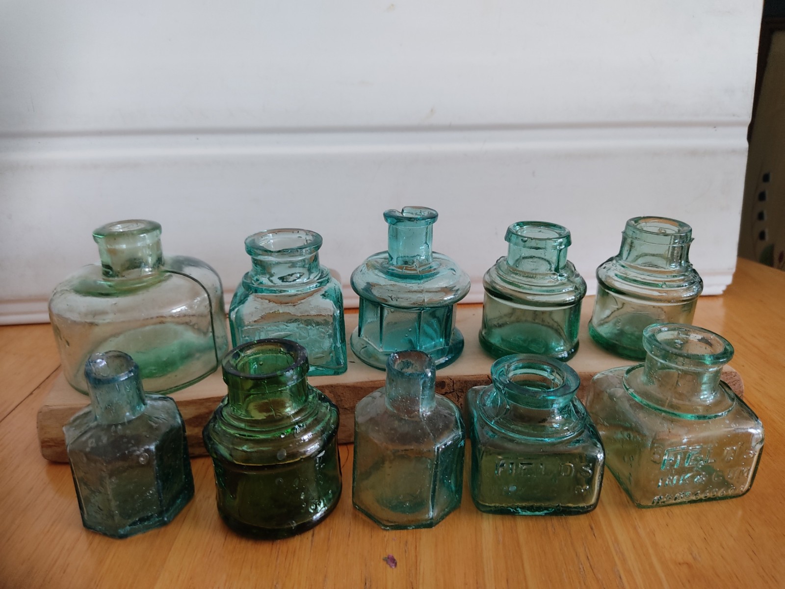 10X EDWARDIAN GLASS INK POTS CIRCA 1910