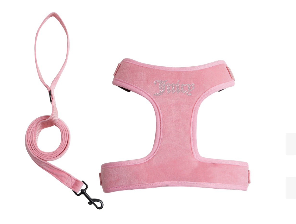 Juicy Couture Pink Rhinestone Crown Dog Harness & Leash Set XS - NEW