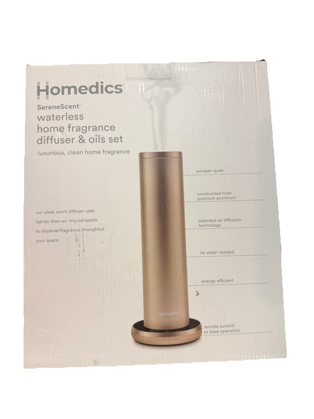 Homedics SereneScent Waterless Fragrance Diffuser + 2 Fragrance Bottles + Remote