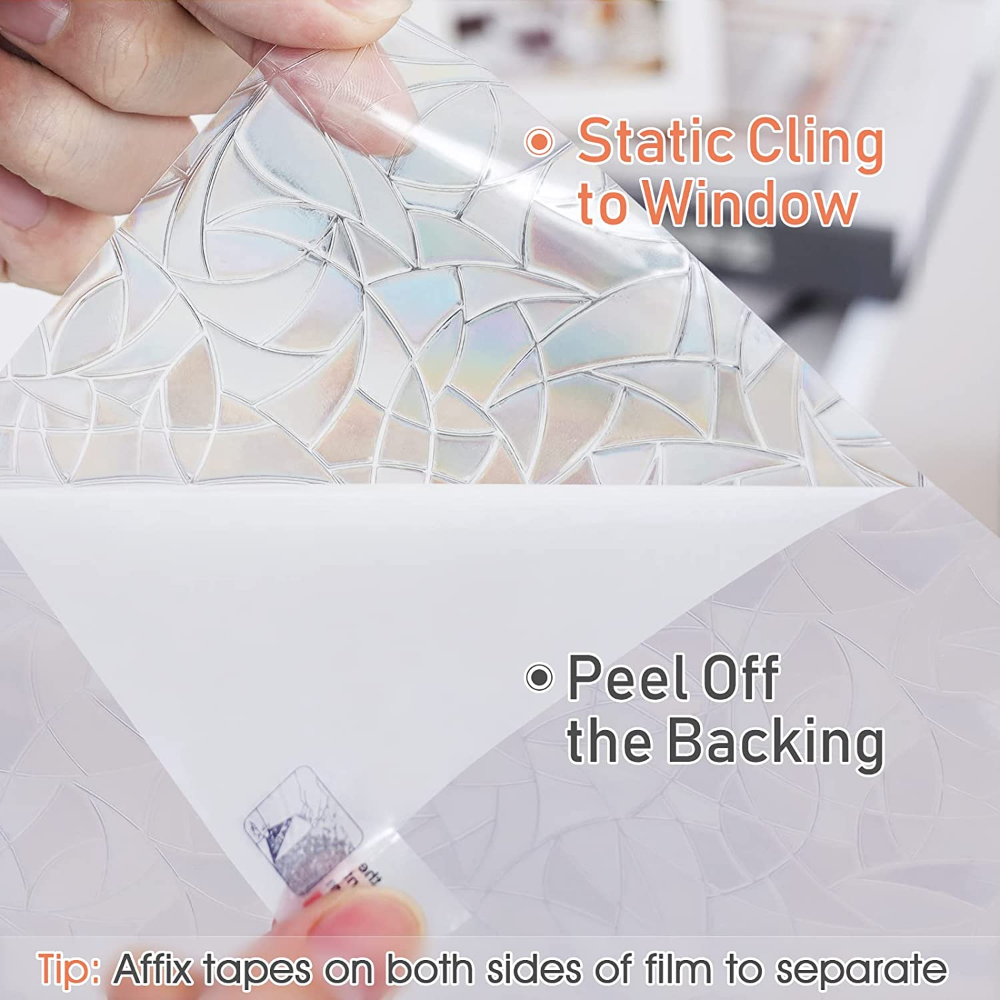 rabbitgoo 3D Rainbow Window Privacy Film Decorative Stained Glass Window Sticker