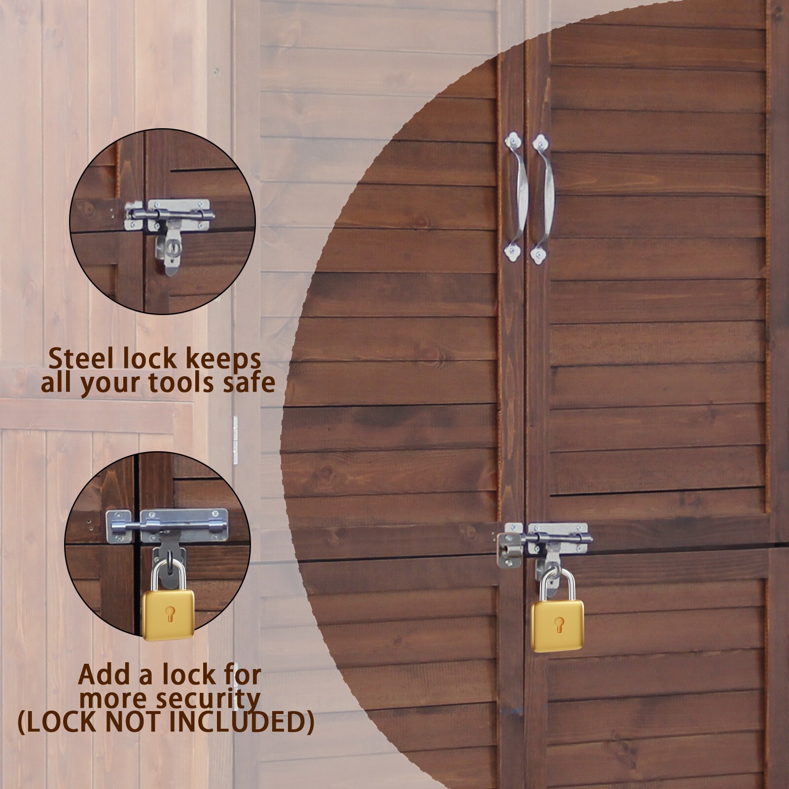 Outdoor Wooden Storage Cabinet with Waterproof PVC Roof