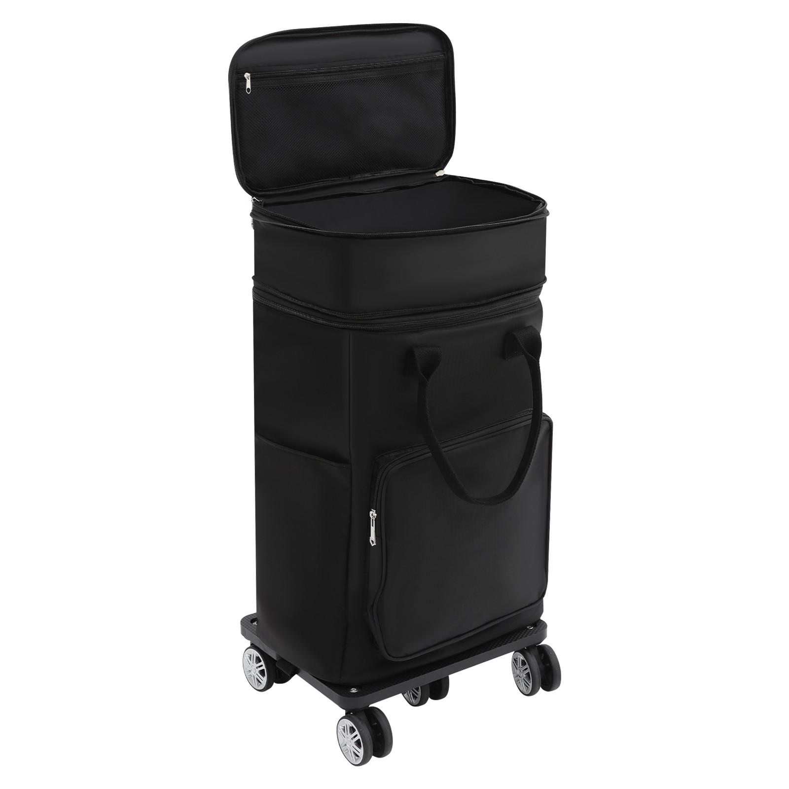 2 In 1 Shopping Cart With Wheels Grocery Cart Black Portable Utility Dolly Cart