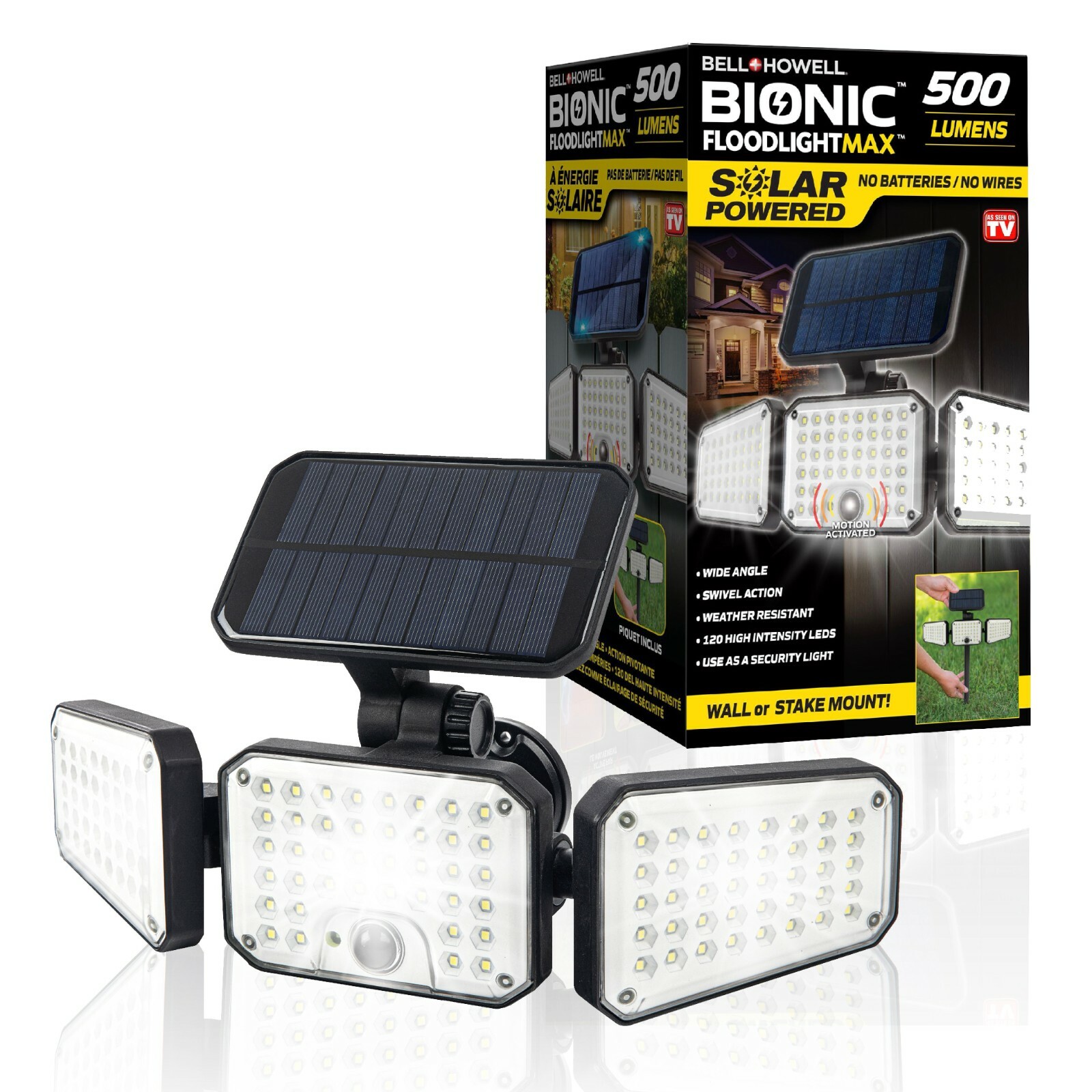 Bell + Howell Bionic Flood Light Max Solar Powered LED Motion Sensor Light