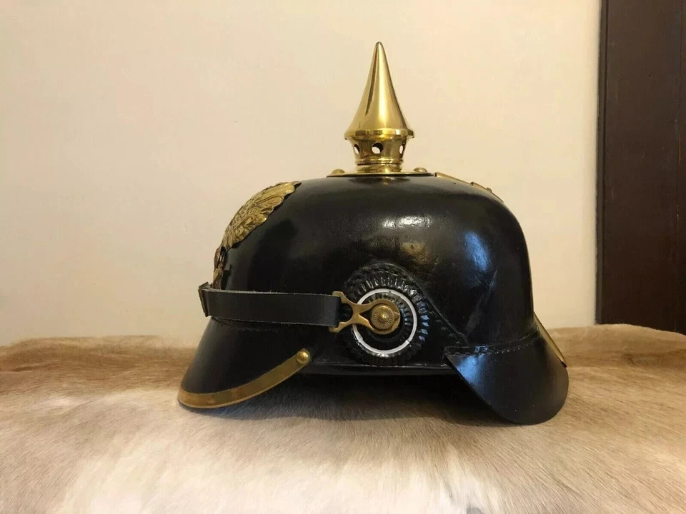 Handmade German Pickelhaube Prussian Leather Helmet Imperial Militaria Cap Gift