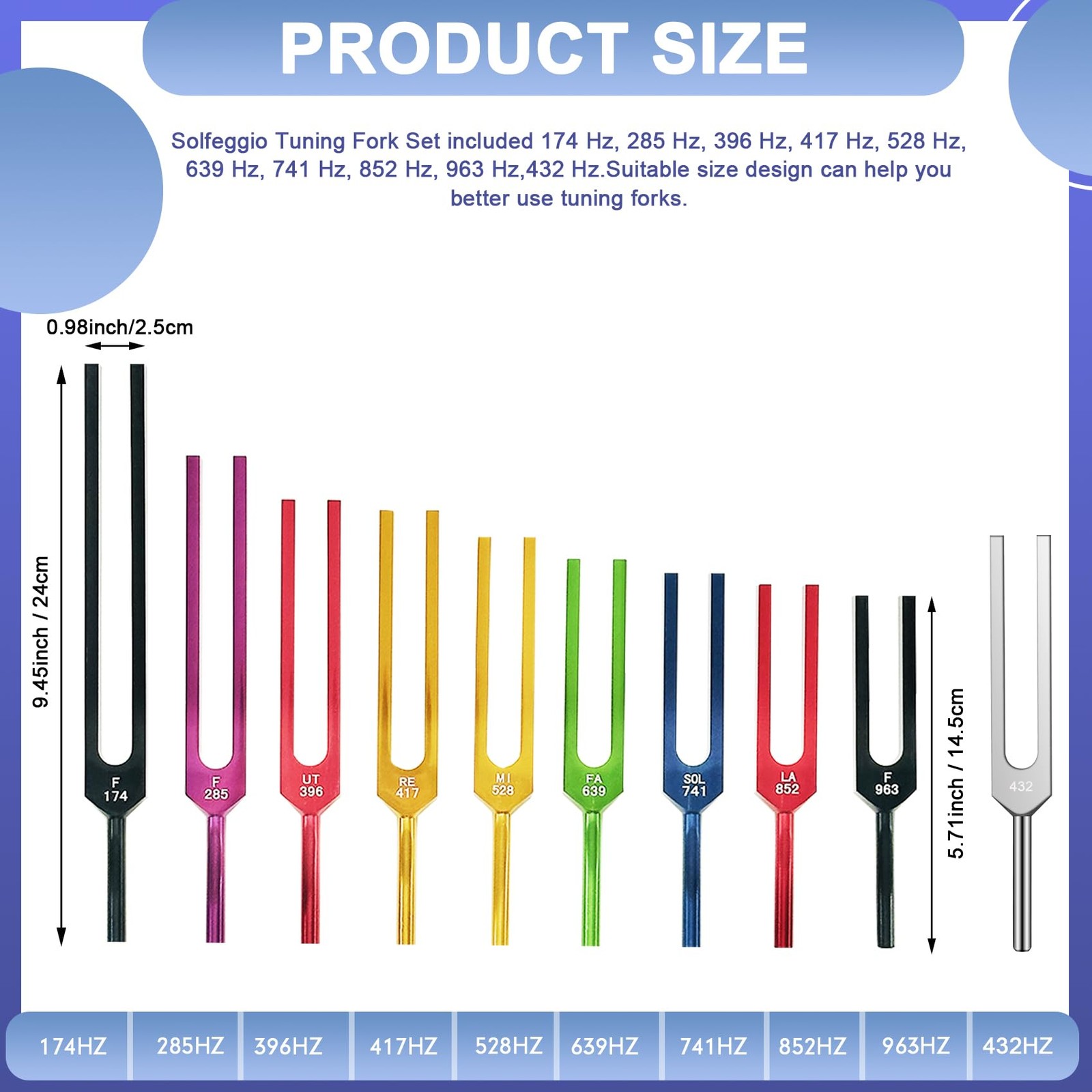 Solfeggio Tuning Fork Set - 10 Tuning Forks Perfect for DNA Healing, Chakra, ...