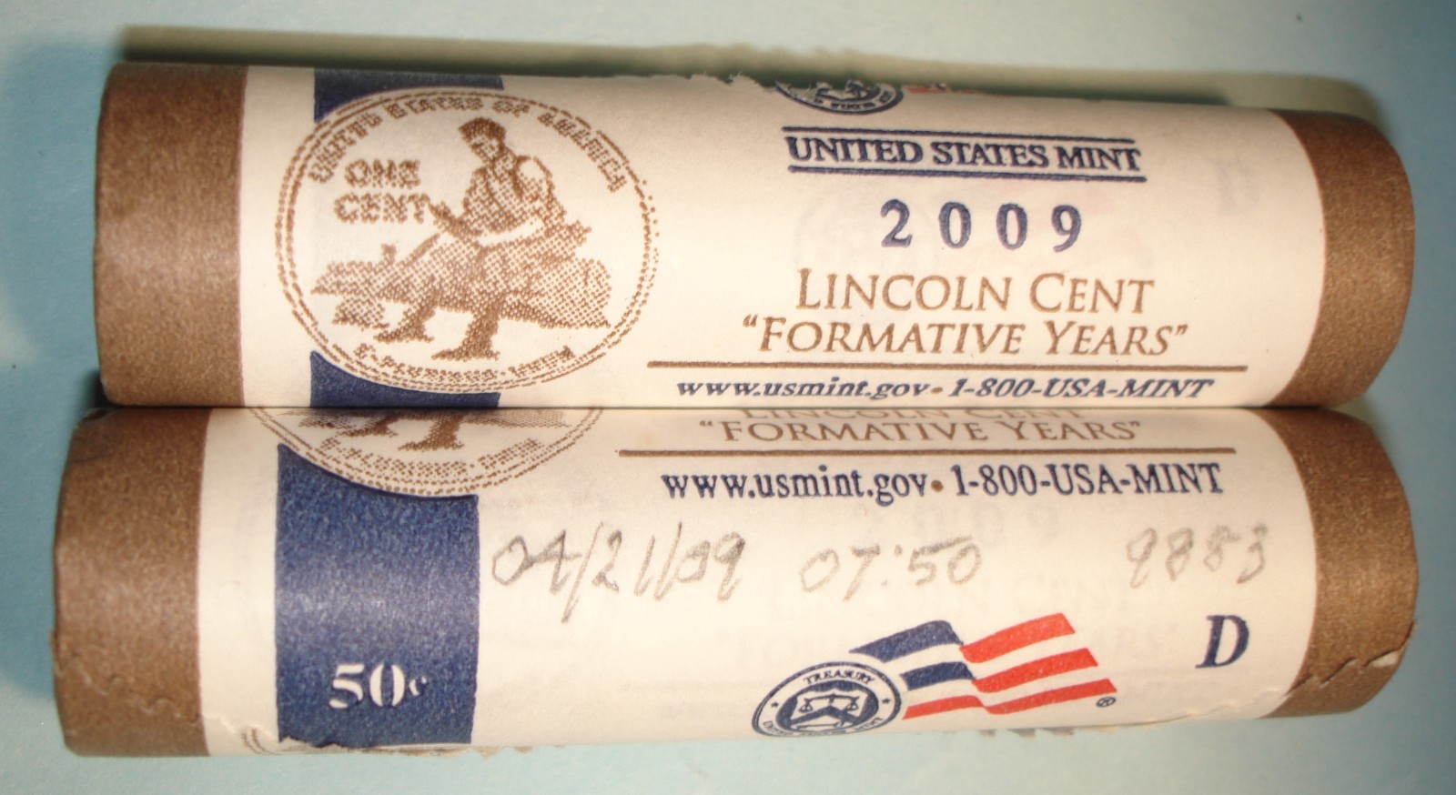 TWO (2) BU U.S. MINT Rolls LP2 2009-D FORM. YEARS 1¢ CENTS