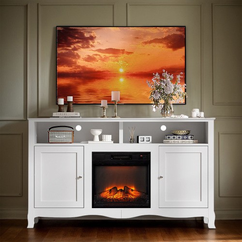 Electric Fireplace TV Stand for TVs up to 70", French Modern 58" Media Console