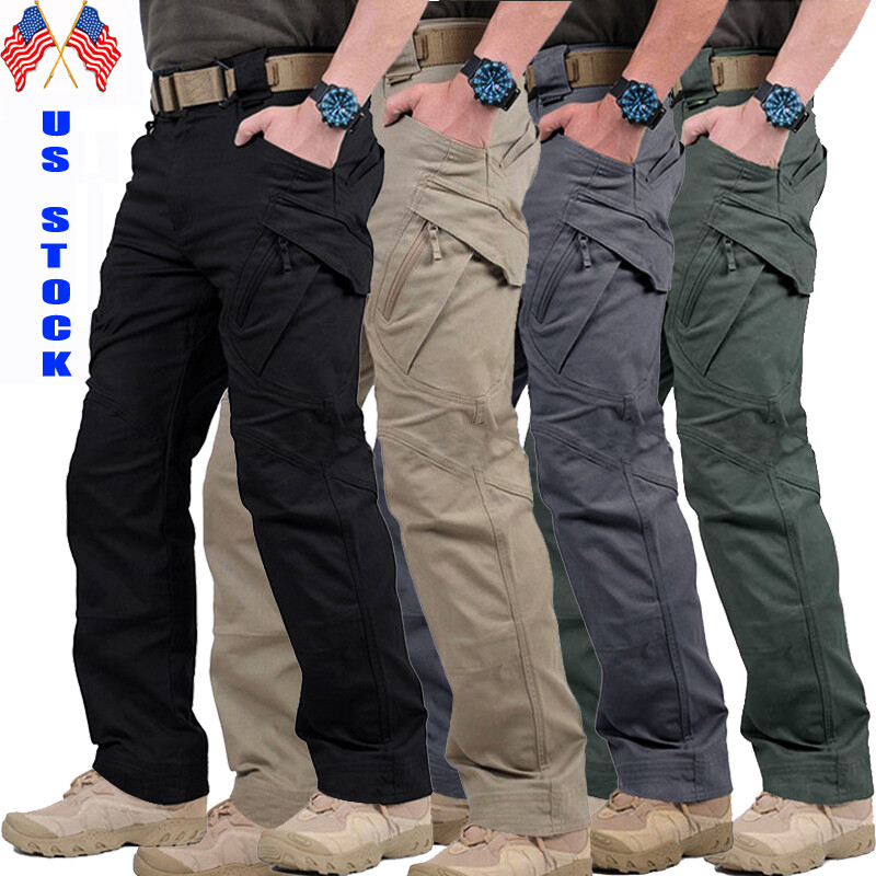 US Men Tactical Cargo Pants Soldier Straight-fit Work Combat Trousers Outdoor AA