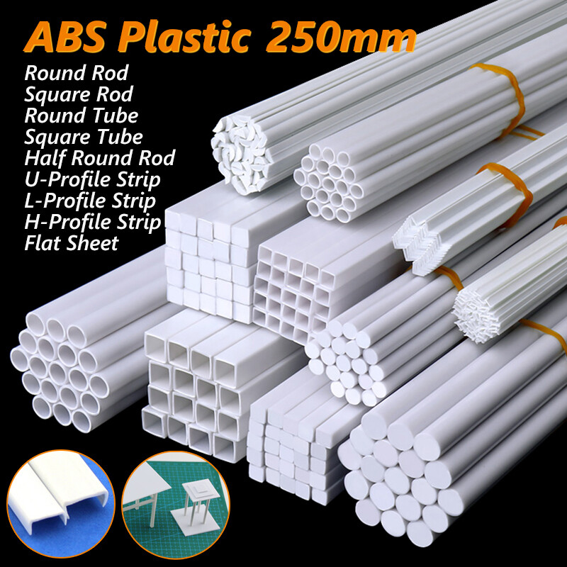 ABS Styrene Plastic Tube Strip Round/Square/Angle Rod Sheet Building Model DIY