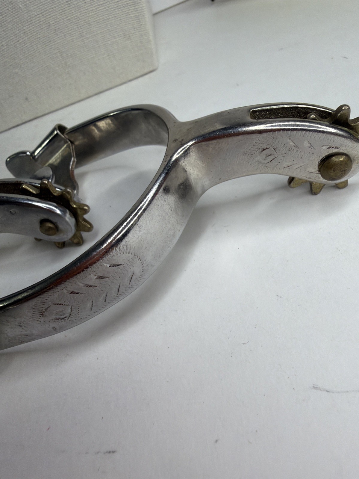 Vtg Western Equestrian Riding Spurs Button Rowels