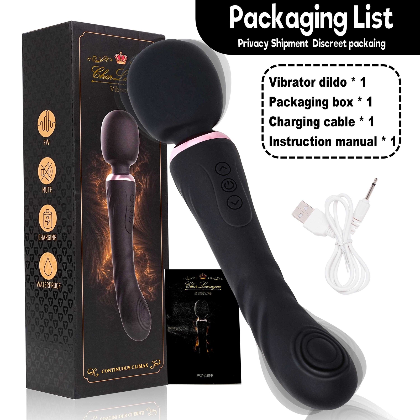 Dual Vibrator Dildo G-Spot Massage Wand Real Clit Stimulator Sex Toys for Women