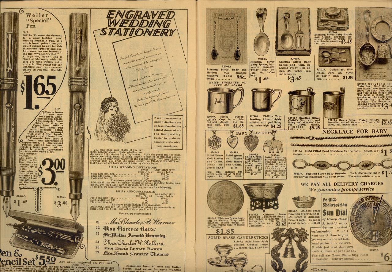 1920s Antique Catalog/Order Form "JEWELRY WATCHES SIVER PURSES CLOCKS" VG Boston