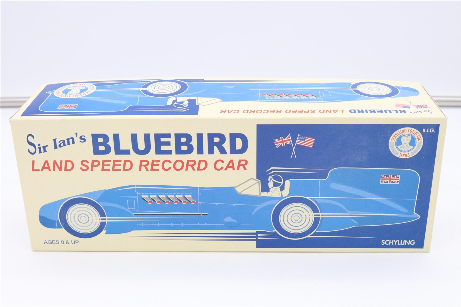 SCHYLLING COLLECTOR SERIES SIR IANS BLUEBIRD LAND SPEED RECORD TIN WIND UP CAR