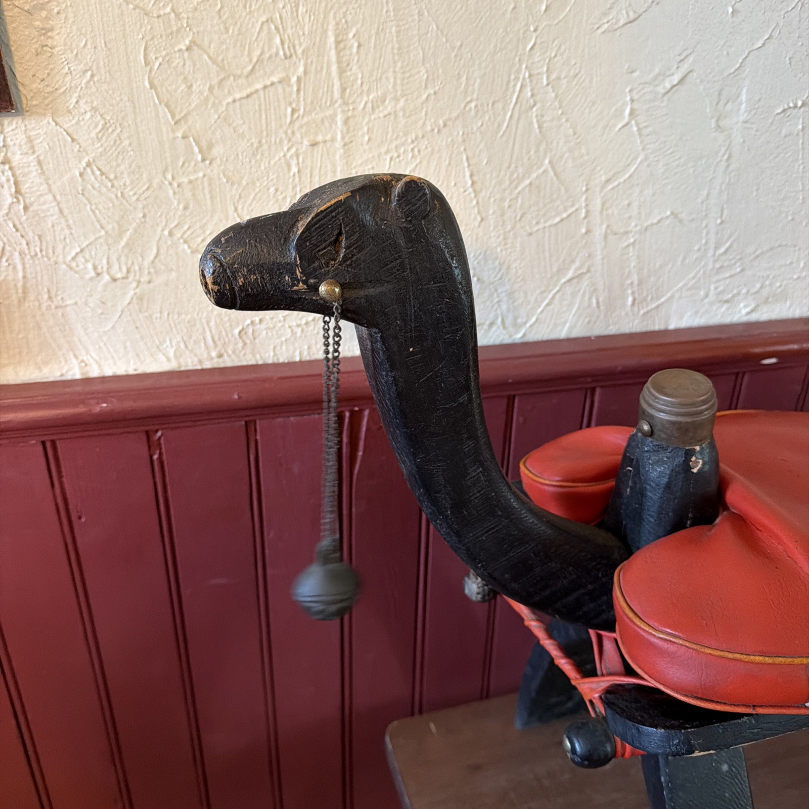 Vintage TURKISH Camel Head Pommel Padded Saddle Stool, Footstool. 23.5” X 18.5”.