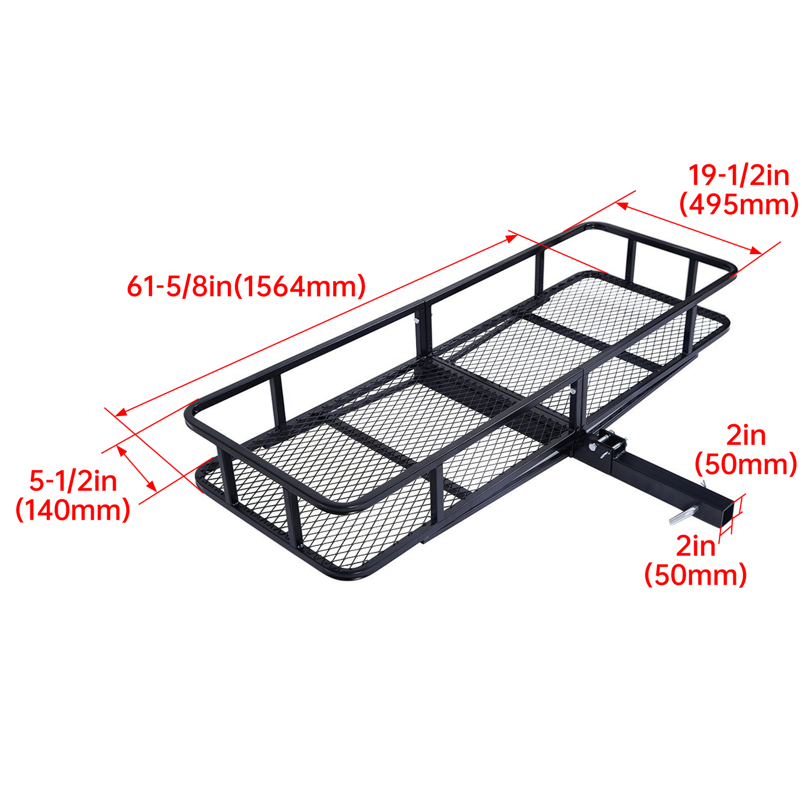 For 2" Car SUV Truck Folding Hitch Mount Cargo Carrier Rack 650lb Luggage Basket