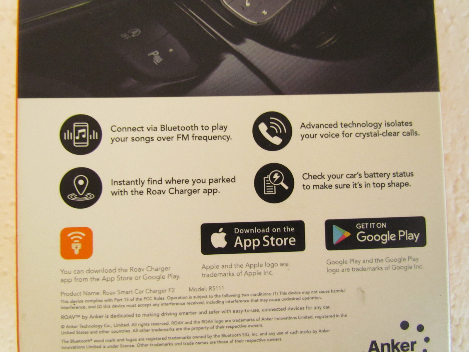 ROAV F2 Smart Charge Bluetooth FM Transmitter Wireless Audio Adapter Car SUV