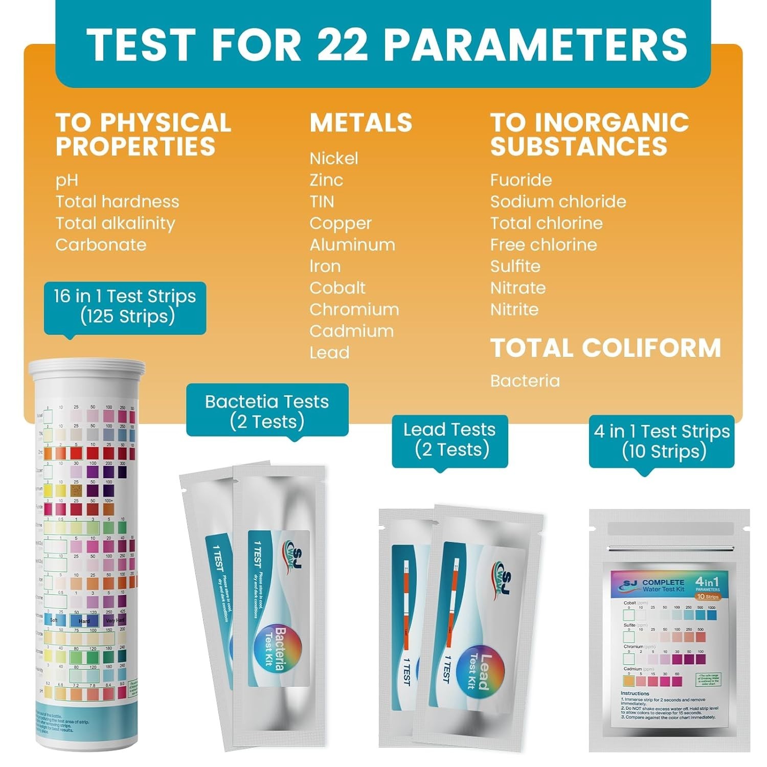 22 in 1 Water Test Kit for Lead, Fluoride, Chlorine, Hardness, Iron