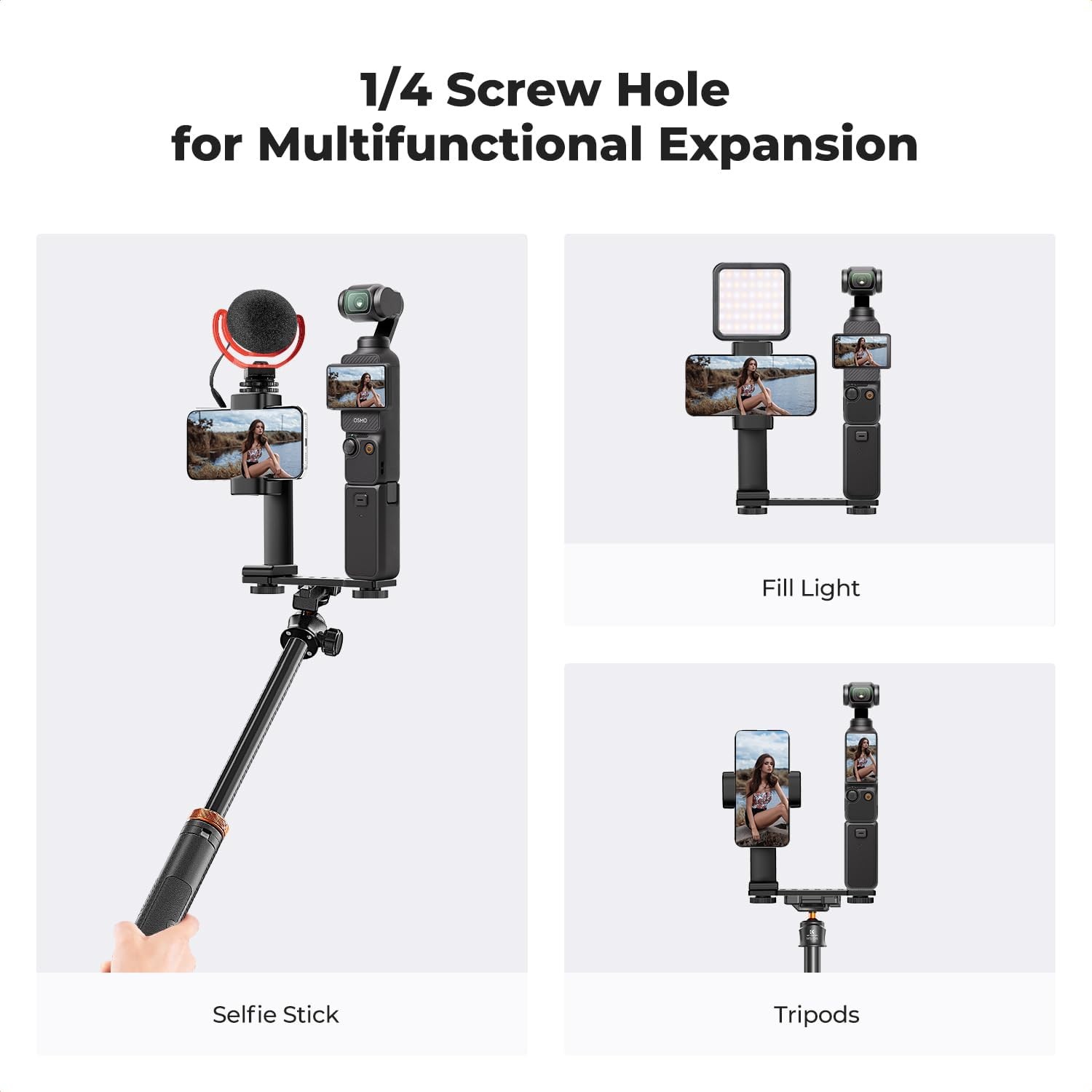 K&F Concept Phone Holder Mount for DJI Osmo Pocket 3 Creator Combo Accessories