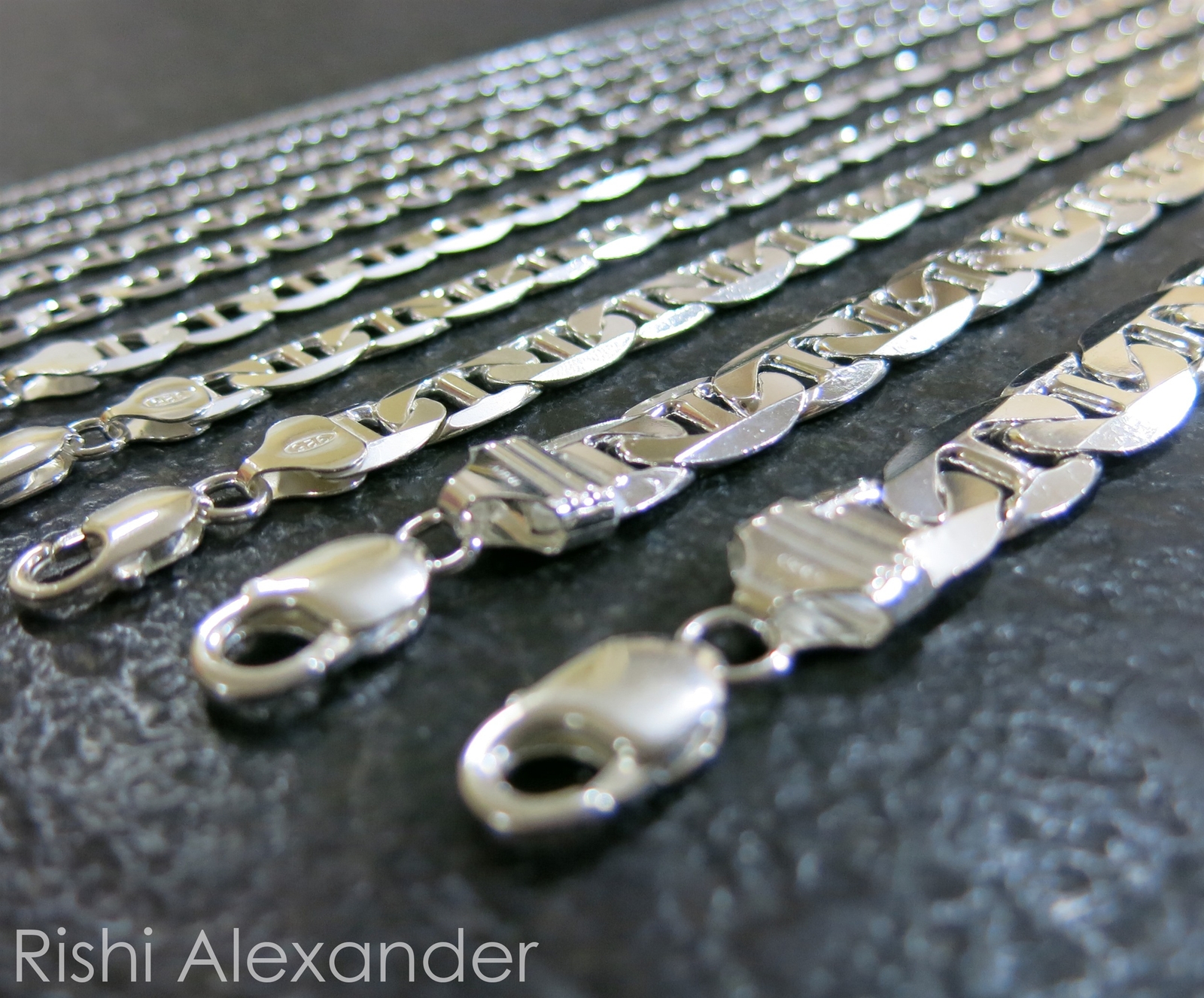 Real Solid 925 Sterling Silver Mens Mariner Chain Link Bracelet or Necklace