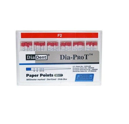 DiaDent Specially Tapered Dia-PRO T MMPP Paper Points All Sizes F1-F5 100/Box