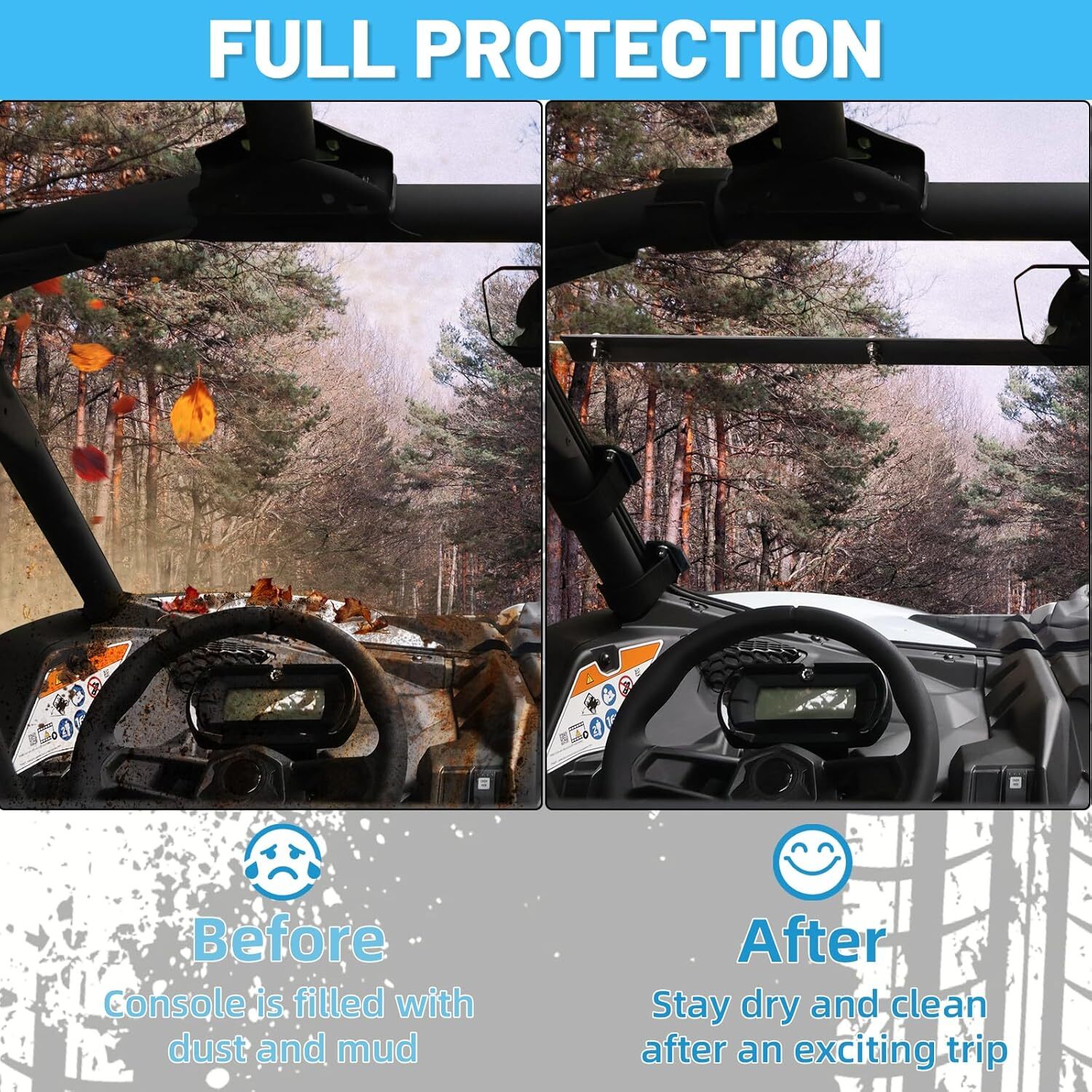 Scratch Resistant Full Windshield Tough PC For Can-Am Maverick X3 /Max 2017-2024