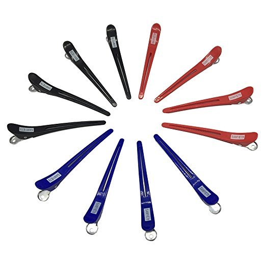 12-Piece Professional Non-Slip Alligator Hair Clips - Salon Sectioning Accessory