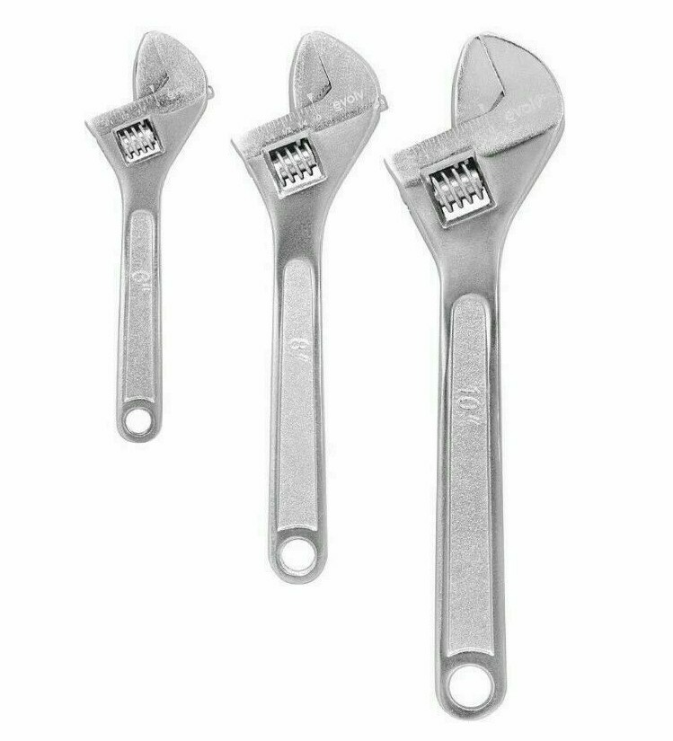Craftsman 3 Piece Adjustable Wrench Set - 6, 8, 10 inch length (Damaged Packing)
