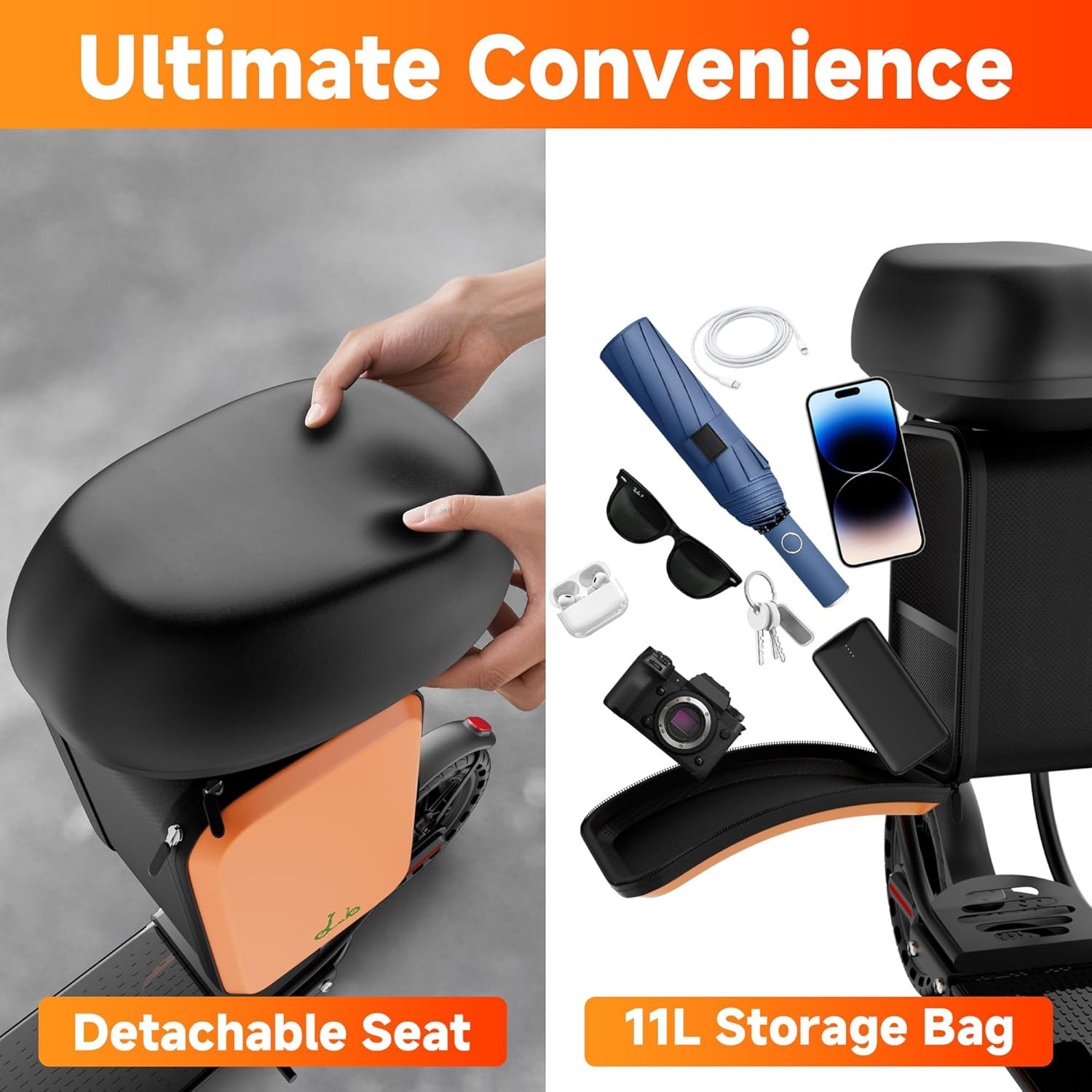 LADPED Electric Scooter with Seat for Adults 31KM/H Folding Commuter E-Scooter