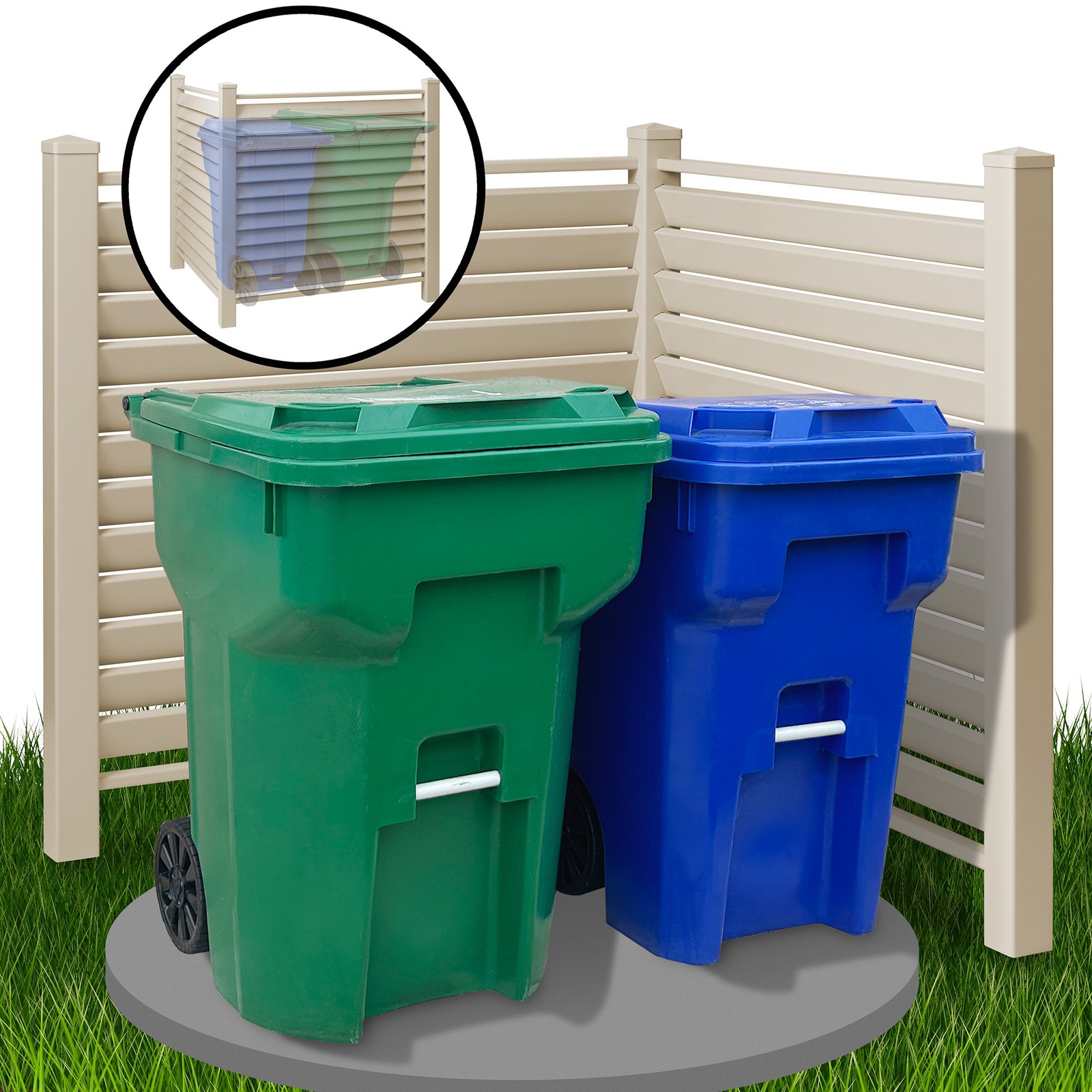 OPEN BOX - 48"x48" Louvered Privacy Screen Outdoor Fence for AC / Trash - Tan